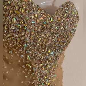 La Femme beaded mermaid w/train for National-level pageants, prom, or wedding